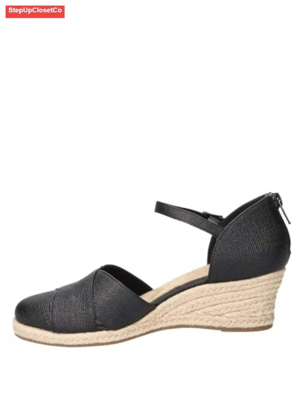 Women's Espadrille Wedge Sandals with Buckle Ankle Strap and Zipper Closure